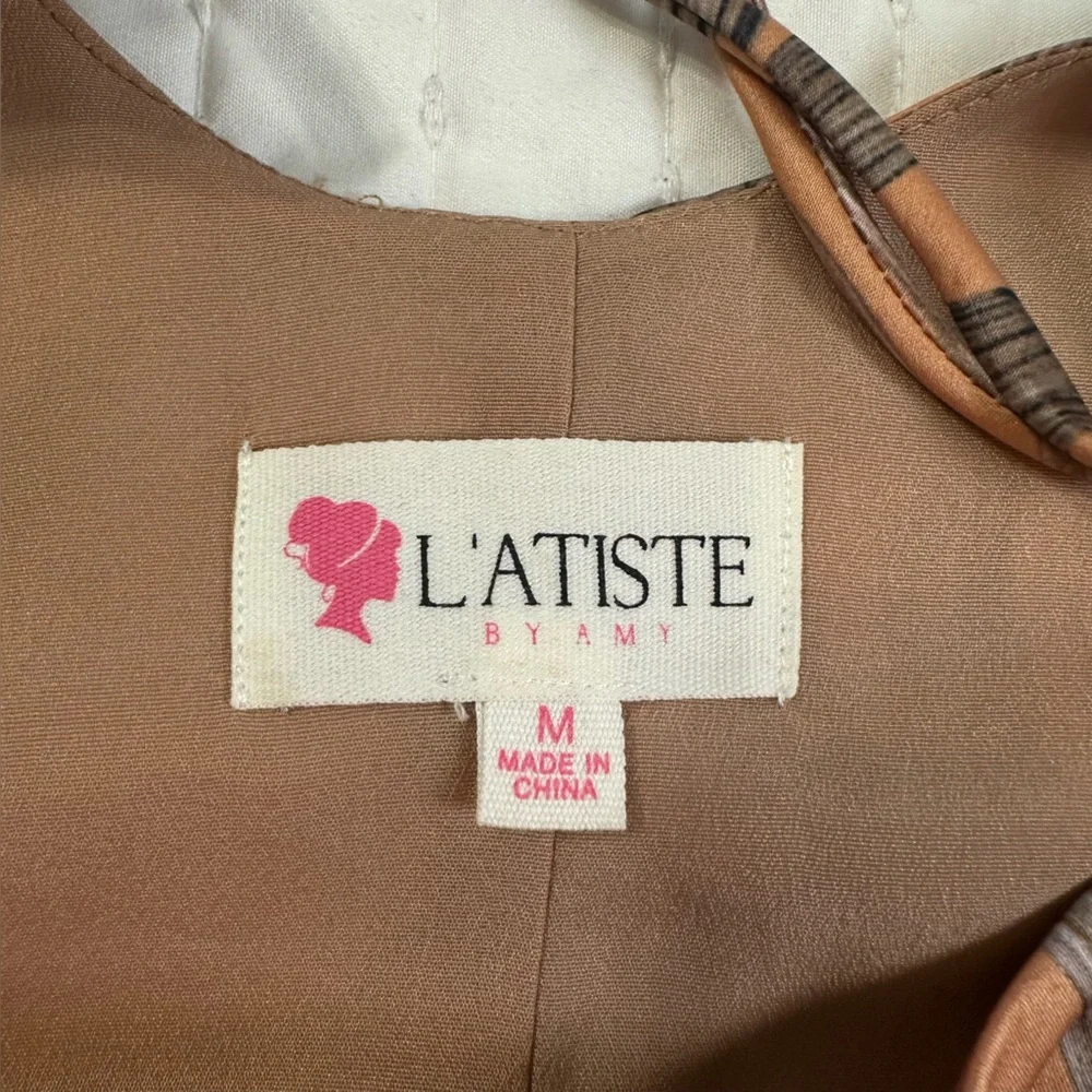 L'ATISTE Mermaid Tails Coral Brown Leaf Pattern Midi Dress - Picture 10 of 15